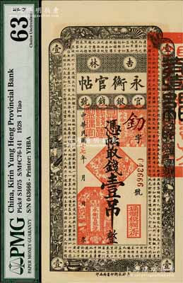 民国十七年（1928年）吉林永衡官帖壹吊，九八成新