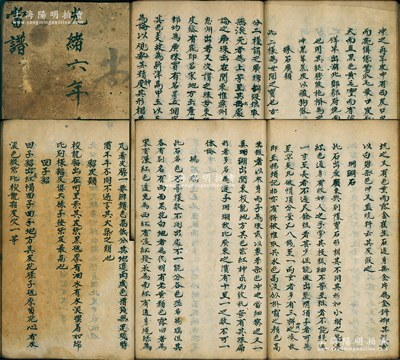 光绪六年（1880年）祁县子洪镇“鼎泰当记”《当谱》手抄本1册，乃属典当行业之专用典籍，内中详录各种貂皮类（如各种貂皮、玄豹、火狐、水獭等）、珠石广类（如广珠、金刚钻、宝石、玛瑙、蜜蜡、朝珠等）、羽毛广类（如各种毛毡、绒、毯、绸缎等）之鉴定判断方法及估价等情，内容详尽无比，堪称典当业之“葵花宝典”，对深入研究传统典当业史料具有举足轻重之地位；胡俊良先生藏品，保存较佳，敬请预览和