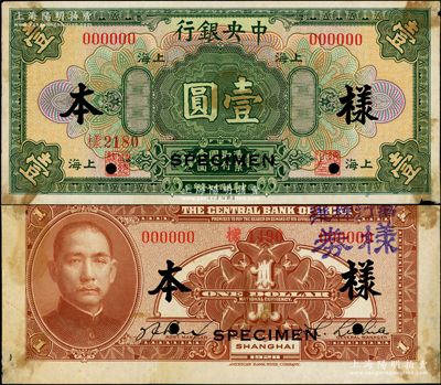 民国十七年（1928年）中央银行壹圆样本...