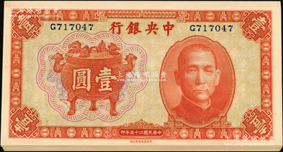 民国二十五年（1936年）中央银行中华版...