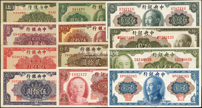 中央银行金圆券共12种，详分：美钞版19...