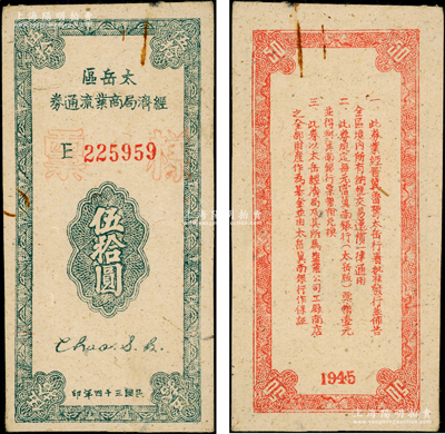 民国三十四年（1945年）太岳区经济局商...