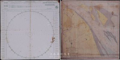 1938年美国版英文《航运图》1份、1945年美国英文版有关《上海港航运挂图》1份，共计2种不同，保存尚可，敬请预览