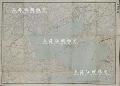 明治卅三年（1900年）《北清地图》彩色地图1张，尺寸765×740mm，其上绘制有盛京省、直隶省、山东省等3大省及辽东湾、渤海湾、直隶海峡等地理详情；源于日本回流，保存甚佳，敬请预览