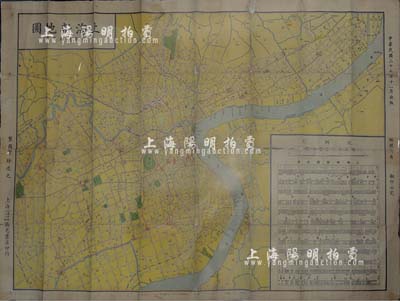 民国三十七年（1948年）《上海新地图（附新旧路名表》一张，上海国光书店印行，尺寸740×530mm，背已裱补，近七成新