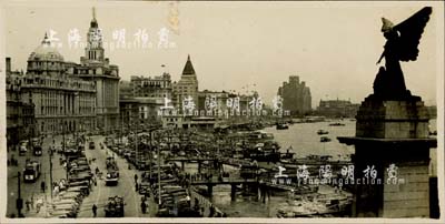 民国时期“上海黄浦滩全景”历史老照片1张，尺寸121×61mm，海外回流，保存甚佳，敬请预览