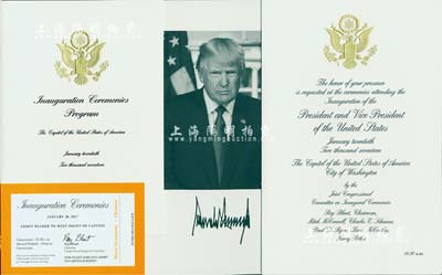 2017年美国总统唐纳德·特朗普（Donald Trump）之“总统就职典礼”邀请函、入场券等一套，且附带有美国国会之信封，保存极佳，敬请预览