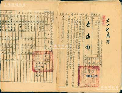 国民政府“青年军”文献共2件，详分：1948年青年军第206师司令部“训令”1份，附带干训总队组织系统表、编制表、调用干部名册各1份；1949年陆军第80军第206师司令部“训令”1份，其上开列35位军官之调派详情，由师长邱希贺签署；保存甚佳，敬请预览