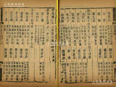 1595年《明万历二十三年进士题名碑录（乙未科）》1册，内中详列一甲、二甲和三甲进士共304人之名次、籍贯等情，且包含状元朱之蕃（明代大臣、书画家）、吴道行（明末学者、岳麓书院最后一任山长）、袁应泰（代熊廷弼经略辽东）等诸多名人，属明代科举之重要历史文献，罕见且保存尚佳，敬请预览