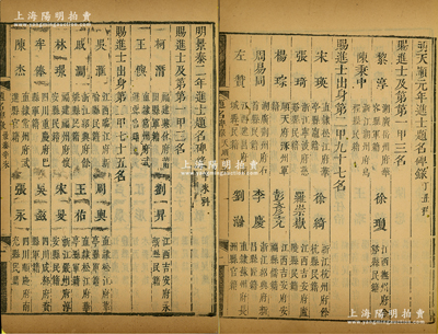 1451年《明景泰二年进士题名碑录（辛未科）》1册，内中详列一甲、二甲和三甲进士共201人之名次、籍贯等情，且包含状元柯潜、余子俊（以修筑延绥长城1770里而著称）、王越（西北名将，功封威宁伯）、秦纮（明朝名臣，以总制三边军务而著称）、马文升 （明中期名臣、出将入相，历事五朝）等诸多名人，属明代科举之重要历史文献，罕见且保存甚佳，敬请预览