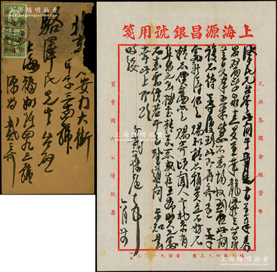 民国廿五年（1936年）著名钱币收藏家戴葆庭致京城钱币名家骆泽民信札一通，事为商购“古泉泰昌双面、龙凤折三、阜昌元宝楷书”等，内容颇为精彩；源於京城前辈名家骆泽民先生之遗存，附带原信封，保存尚佳，敬请预览和珍视